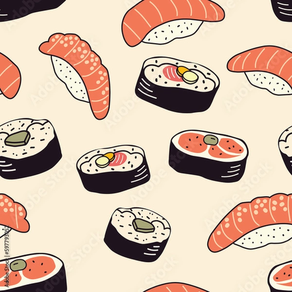 Obraz seamless pattern with sushi