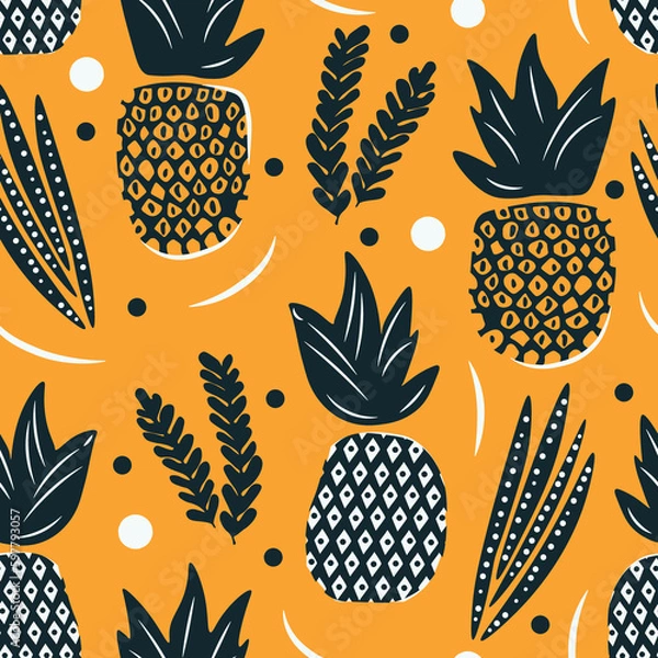 Obraz seamless pattern with pineapples