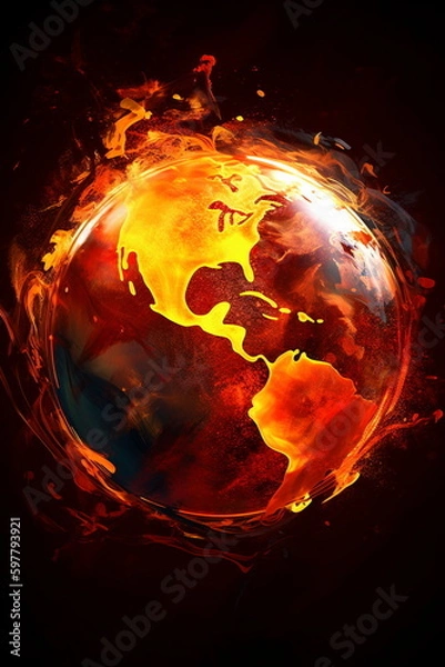 Obraz earth in fire, Generative AI, Generative, AI