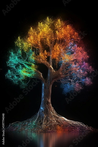 Obraz tree with rainbow, Generative AI, Generative, AI