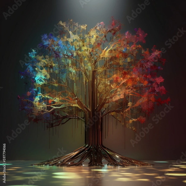 Fototapeta tree in the night, Generative AI, Generative, AI