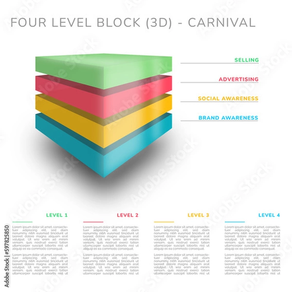 Obraz Four level block (3D) - carnival colors