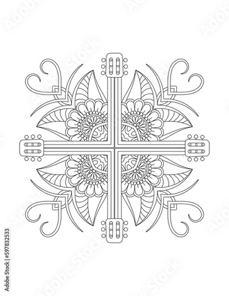 Fototapeta mandala tracery wheel mehndi design. Circular pattern in form of mandala for Henna, Mehndi, tattoo, decoration. Decorative ornament in ethnic oriental style. Bracing usable doodling mehndi pattern.