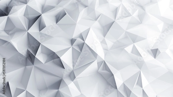 Fototapeta White low poly background texture. AI Generated