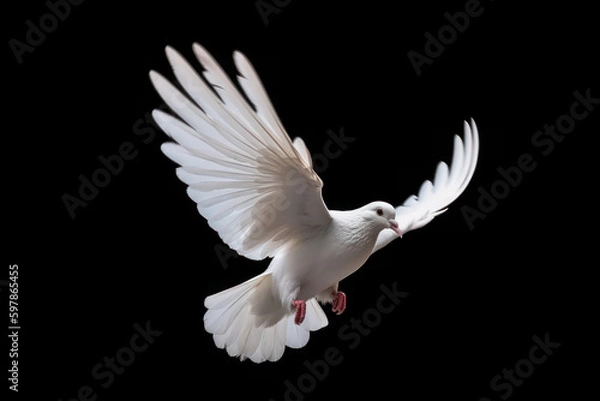 Obraz white dove isolated on black