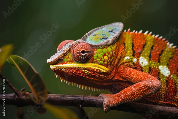 Fototapeta Chameleon in nature. Illustration AI Generative