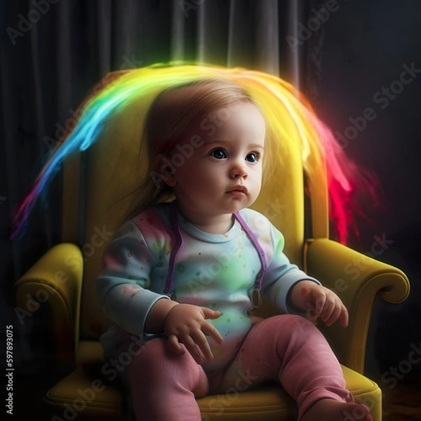 Obraz Generative AI - Baby mit Regenbogen 2d