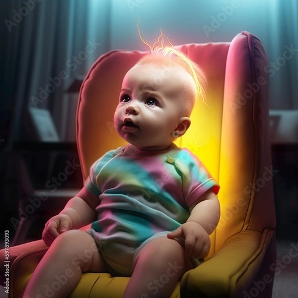Obraz Generative AI - Baby mit Regenbogen 3d