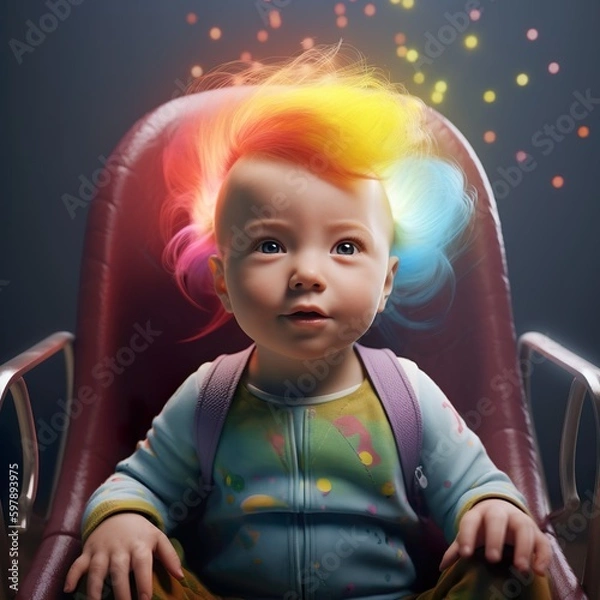 Obraz Generative AI - Baby mit Regenbogen 5c