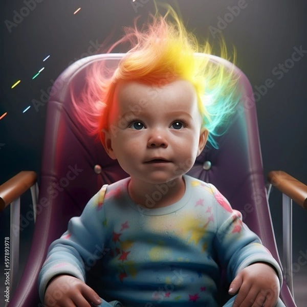 Obraz Generative AI - Baby mit Regenbogen 5d