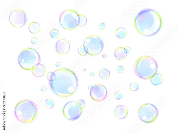 Obraz カラフルなシャボン玉の背景イラスト
