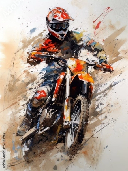Obraz Motocross racing. Generative AI