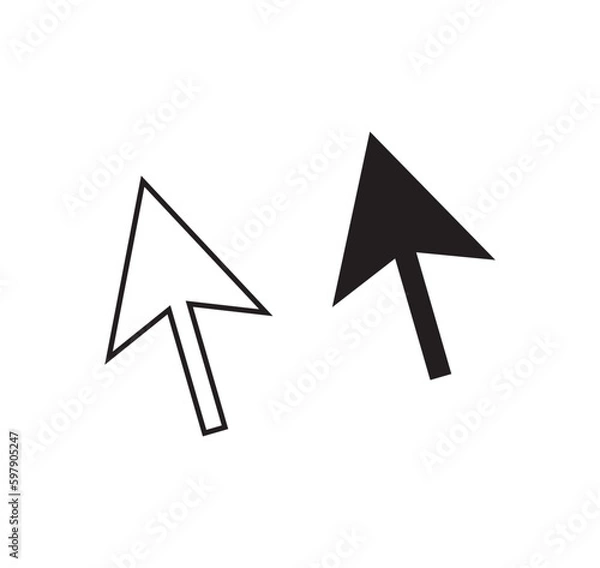 Obraz Mouse arrow symbol. Cursor vector icon. Pointer sign. Application and web interface button. Select click arrowhead. Clip-art silhouette image.
