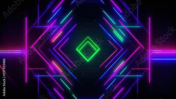 Fototapeta An abstract symmetrical neon background, generative ai