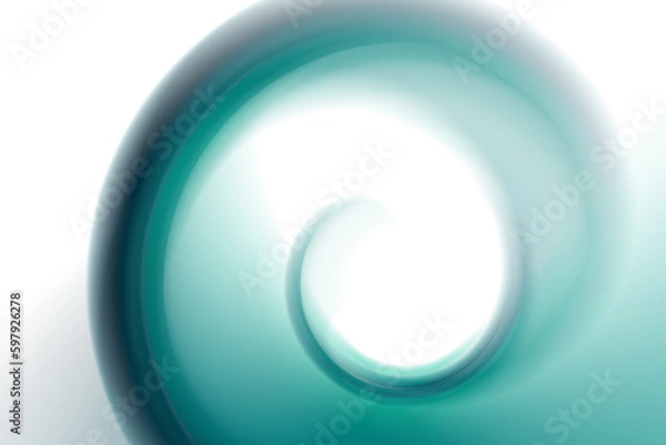 Fototapeta Abstract blurred blue spiral shape on isolated white background with copy space. Illustration concept for graphic design, banner, web site, poster or wallpaper.
