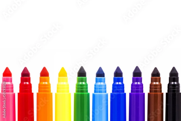 Fototapeta Colored markers isolated on white background