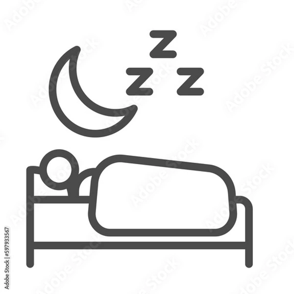 Obraz sleep on bed at night time, simple thin icon
