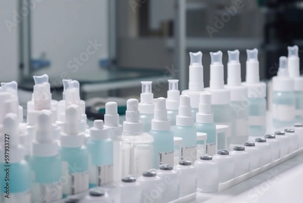 Obraz care medicine research beauty jar laboratory bottle product cream cosmetic. Generative AI.