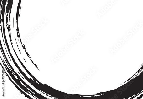 Obraz 墨のブラシ・筆による装飾が主役の和風の白背景素材