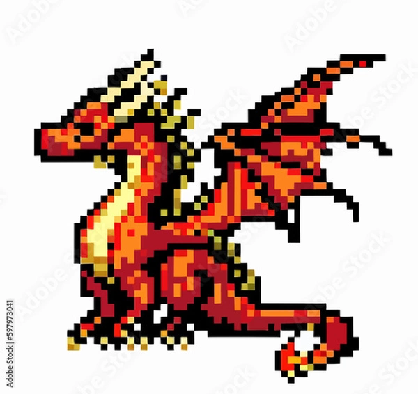 Fototapeta 16 8 bit dragon vector art