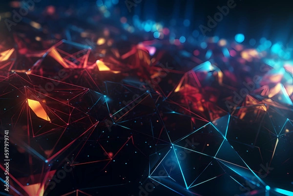 Obraz Abstract AI Network Background Polygon Light Uhd. Created by Generative AI