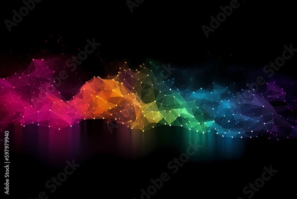 Obraz Abstract AI Network Background Polygon Rainbow Uhd. Created by Generative AI