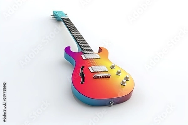 Fototapeta Classic eletric guitar colorful 3d render illustration on isolated background