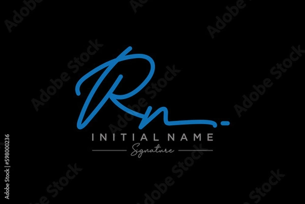 Fototapeta Initial RN signature logo template vector. Hand drawn Calligraphy lettering Vector illustration.