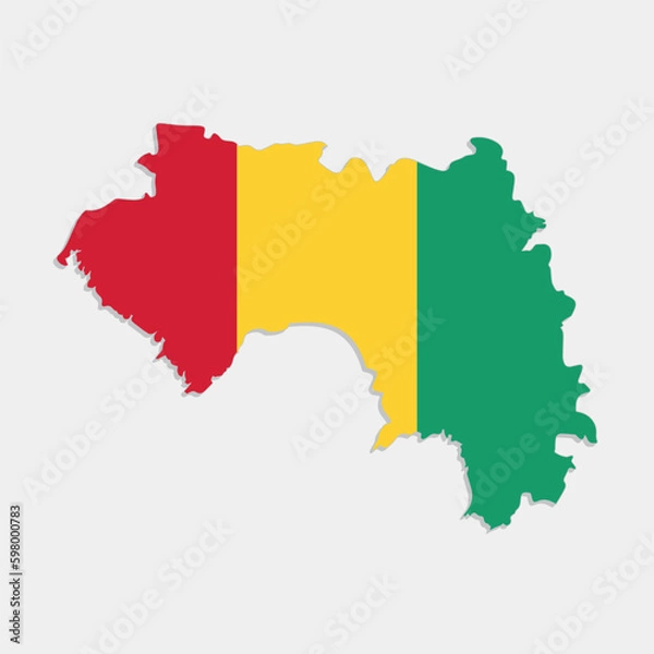Fototapeta guinea map with flag on gray background