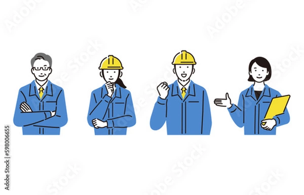 Fototapeta 建設業、工務店の人物セット