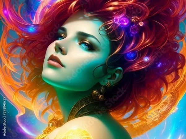 Fototapeta Beautiful woman. Goddess of Time. (Created with Generative AI technology)