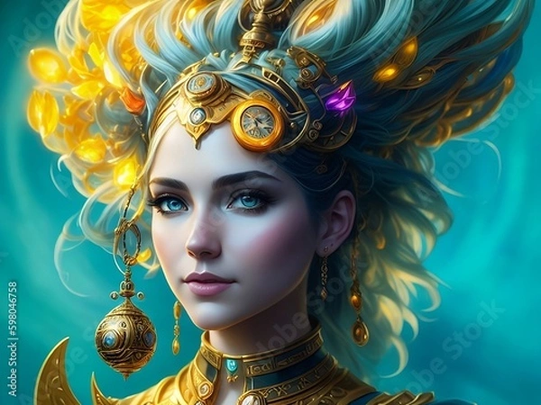 Fototapeta Beautiful woman. Goddess of Time. (Created with Generative AI technology)