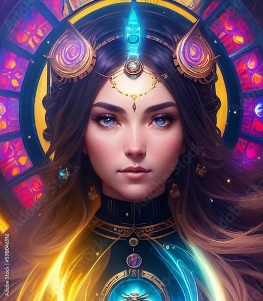 Fototapeta Beautiful woman. Goddess of Time. (Created with Generative AI technology)