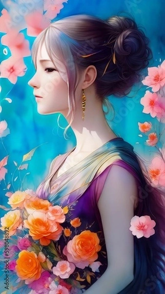 Fototapeta Young woman. Approach to Perfection. (Created with Generative AI technology)