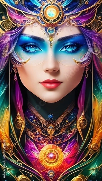 Fototapeta Young woman. Miss Galaxy. (Created with Generative AI technology)