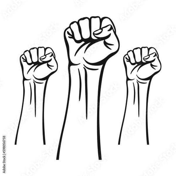 Fototapeta Clenched fists raised in protest vector image