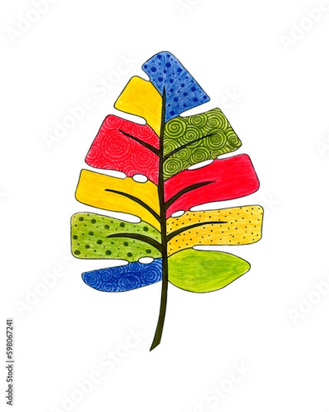 Obraz Tropic print with colorful leaf