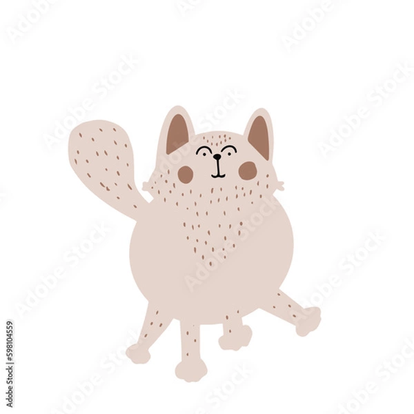 Fototapeta Cute handdrawn cat walking around. Vector illustration