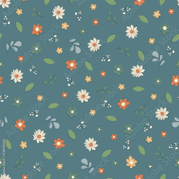 Fototapeta Vector seamless stylish summer pattern in retro style in pastel colors with shifted outline. Can be used for printing, textile and packaging.