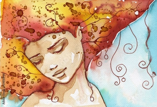 Obraz illustration of the abstract portrait of a woman