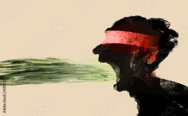 Obraz Blind Rage Hate Speech Illustration