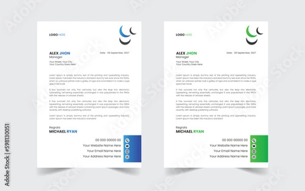 Fototapeta The Best Corporate Modern Letterhead Template Design. Abstract vector layout background set. Flyer Layout with Geometric, poster flyer pamphlet brochure cover design layout space for photo background
