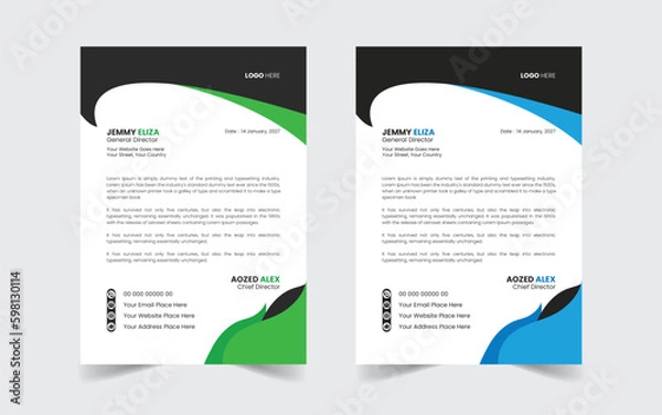 Fototapeta The Best Corporate Modern Letterhead Template Design. Abstract vector layout background set. Flyer Layout with Geometric, poster flyer pamphlet brochure cover design layout space for photo background