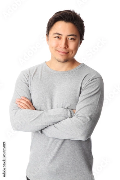 Obraz Relaxed young man white background