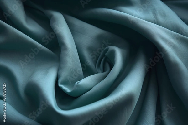 Fototapeta Silk Luxury Blue Cloth Fabric Texture, Background Wavy Abstract Wrinkles Generative AI