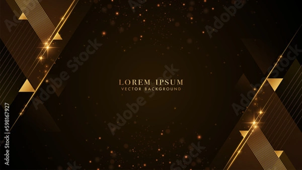 Obraz Gold triangle diamond elegant Shine with Slant golden lines and glittering light effects decorative element. Modern Abstract style vector design