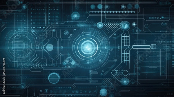Fototapeta Abstract digital and futuristic technology background, generative ai