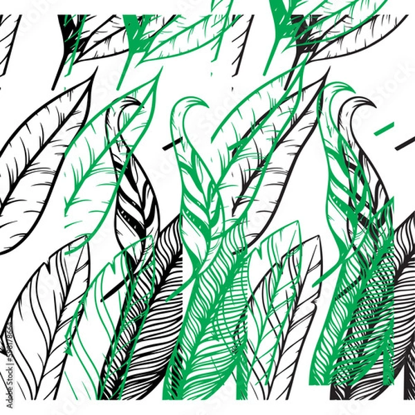 Fototapeta Leaf line art drawing. leaf line art contour drawing art vector
