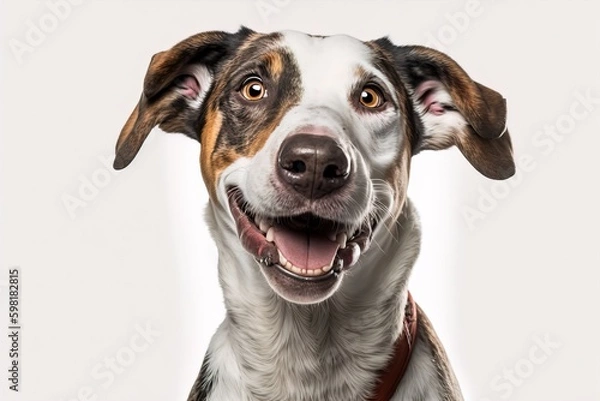 Fototapeta dog is smiling on white background