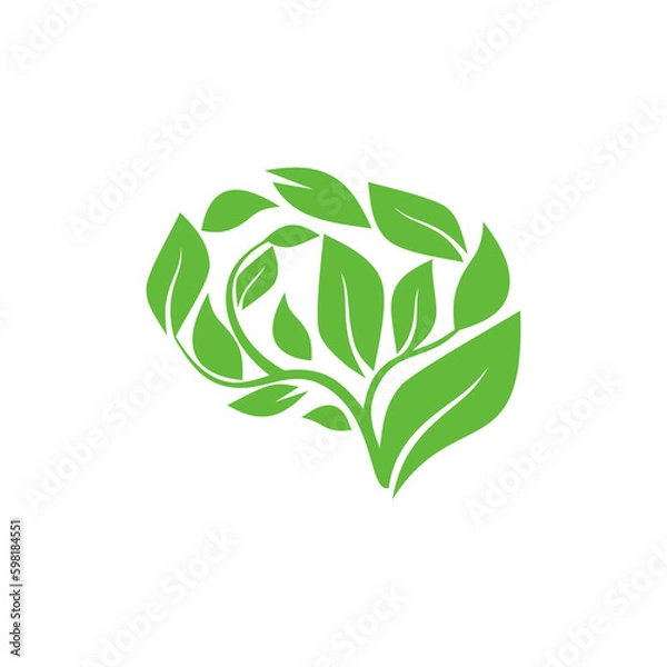 Fototapeta a logo vector illustration of leaves forming a brain
